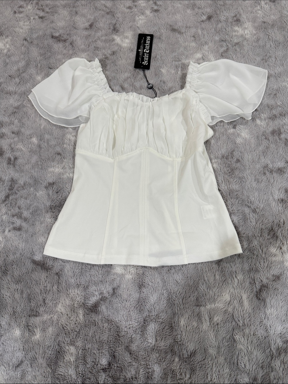 NWT White Scarlet Darkness Peasant Top size small
